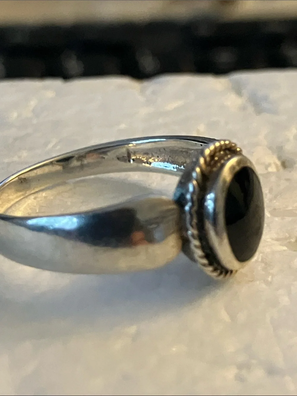 Sterling Silver Black Onyx Oval Ring for Women